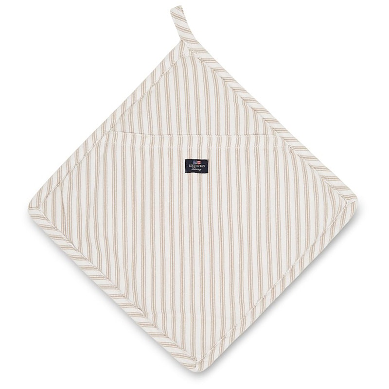 Icons Herringbone Striped Grydelap, Beige