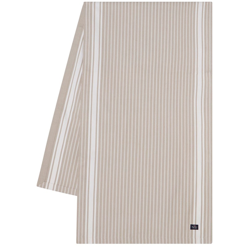 Icons Striped Organic Cotton Oxford Bordløber 50x250 cm, Hvid / Beige