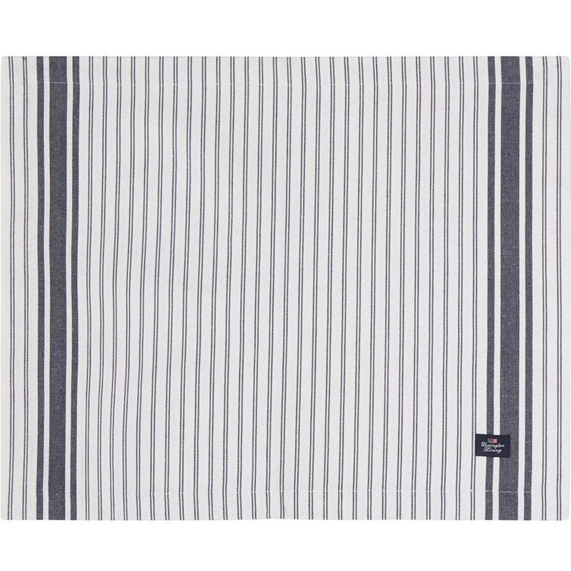 Icons Striped Organic Cotton Oxford Dækkeserviet, Hvid / Dress Blue
