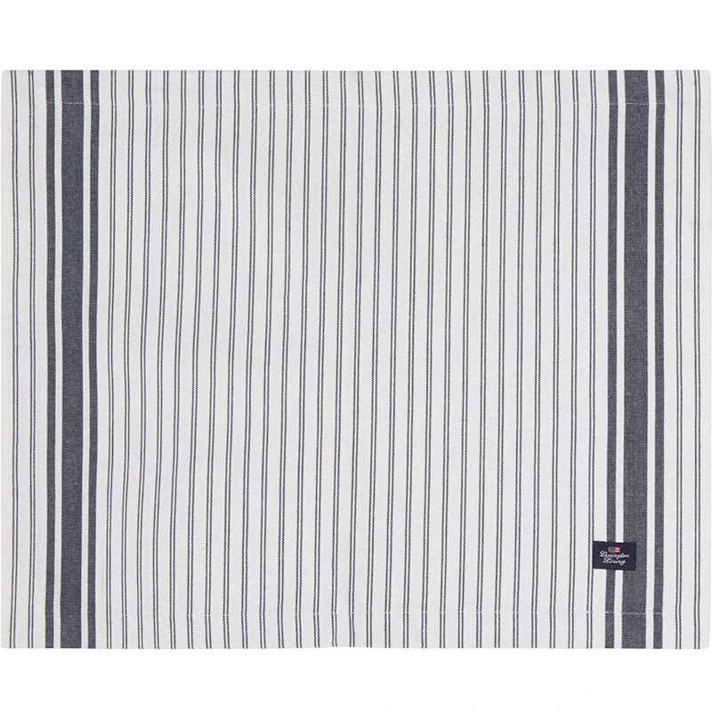 Icons Striped Organic Cotton Oxford Dækkeserviet, Hvid / Dress Blue