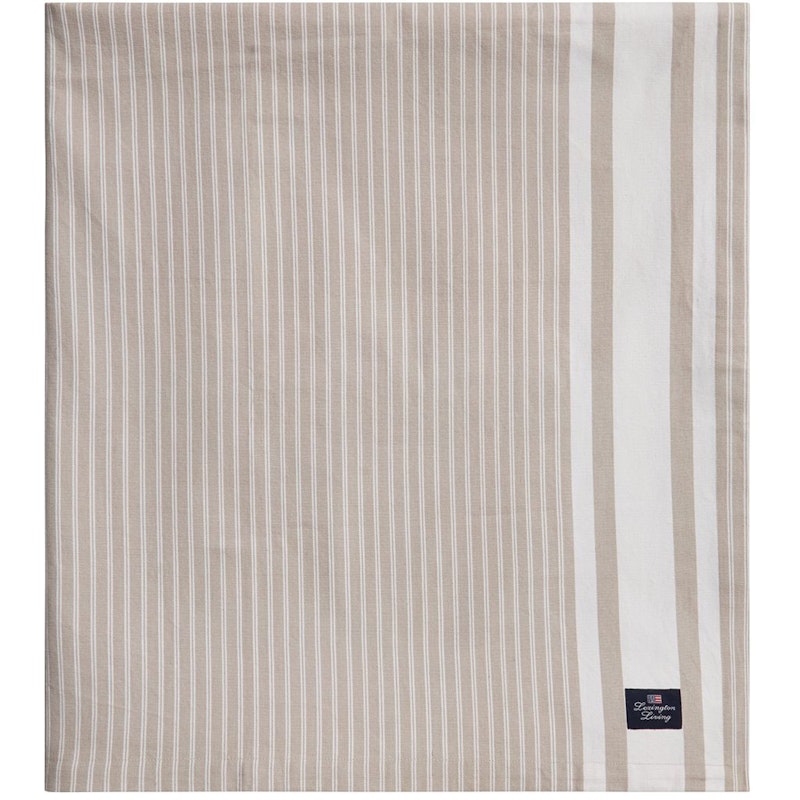 Icons Striped Organic Cotton Oxford Dug 180x180 cm, Beige / Hvid