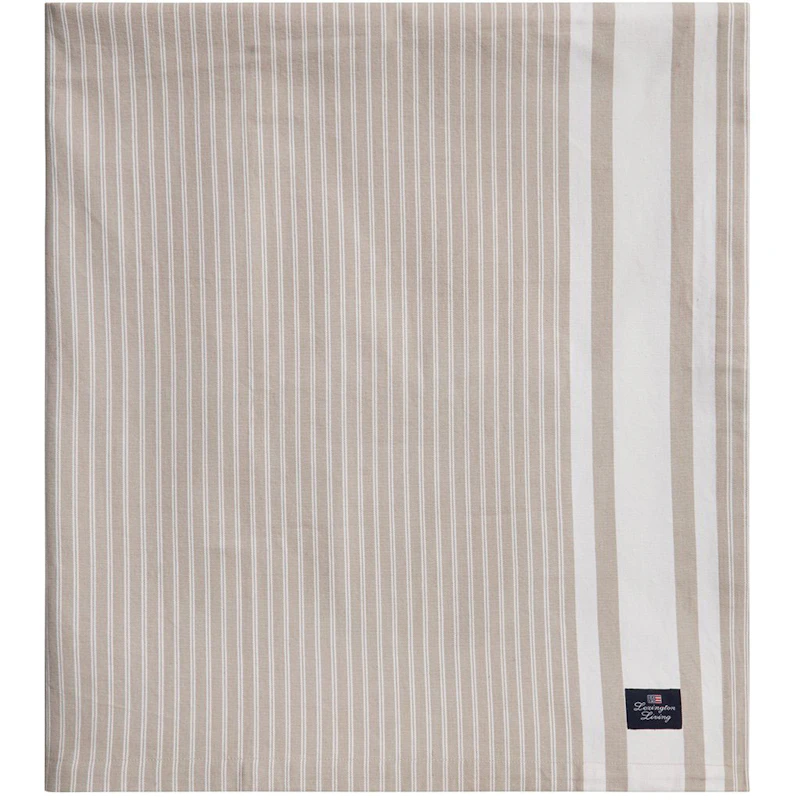 Icons Striped Organic Cotton Oxford Dug 150x250 cm, Beige / Hvid