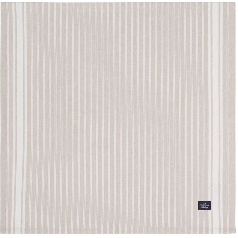 Icons Striped Organic Cotton Oxford Serviet, Beige / Hvid