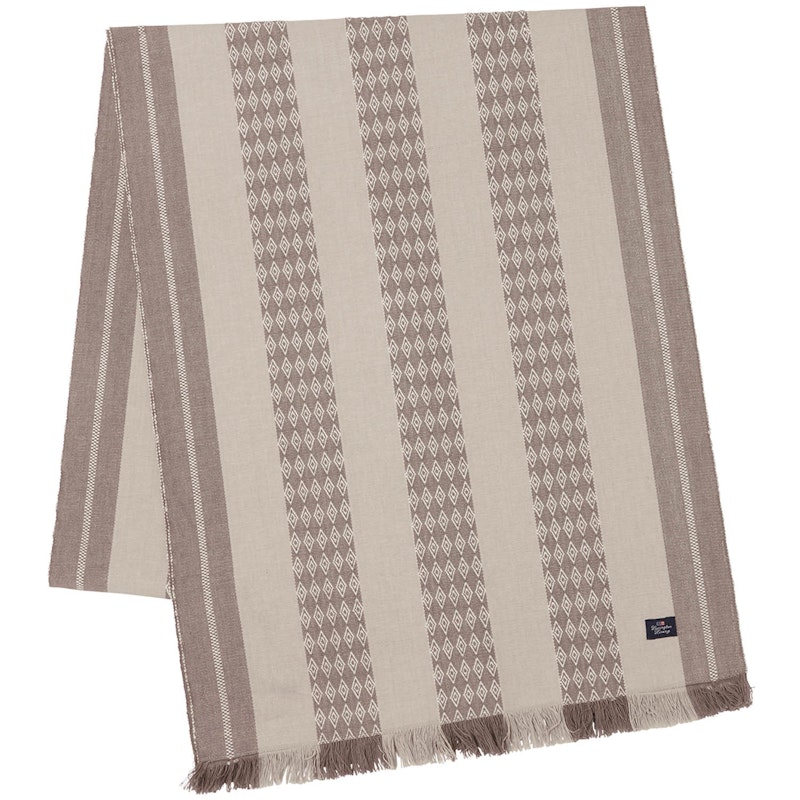 Jacquard Striped Bordløber 250x50 cm, Hvid/Beige