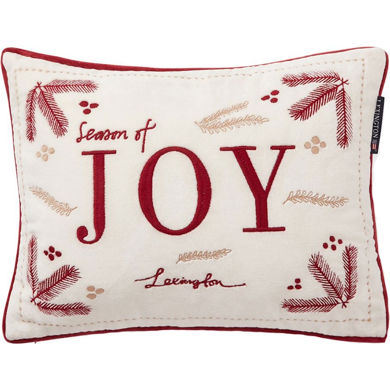 Joy Organic Cotton Velvet Pude 30x40 cm, Snow White / Rød / Beige