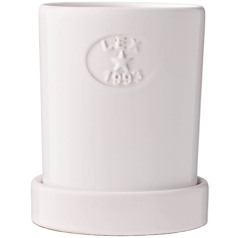 Krukke Med Underkop H14 cm, Hvid