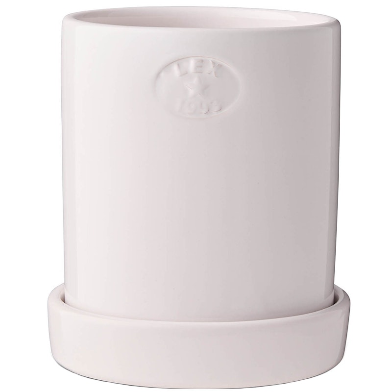 Krukke Med Underkop H18 cm, Hvid