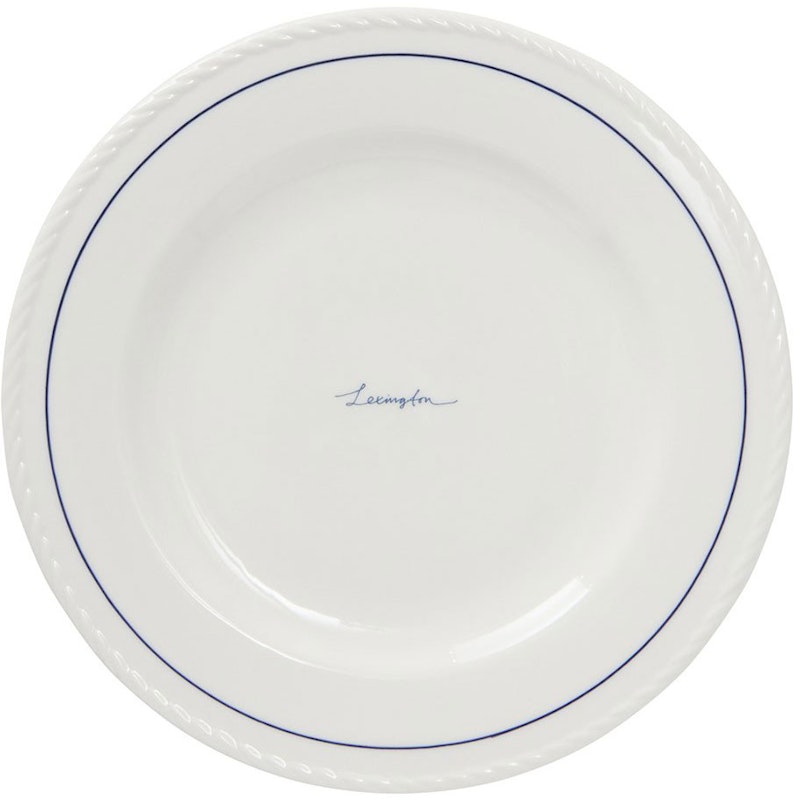 Lexington Porcelain Desserttallerken 22 cm 4-pak, Hvid / Mørkeblå