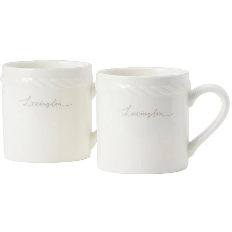 Lexington Porcelain Espressokop 5 cm 2-pak, Hvid / Beige