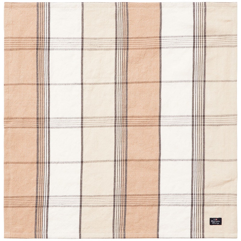 Linen/Cotton Checked Stofserviet 50x50 cm, Hvid/Beige