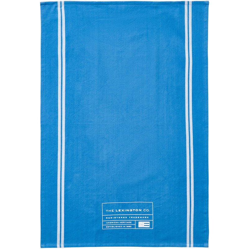 Organic Cotton Viskestykke med Sidestriber 50x70 cm, Blåt/Hvidt