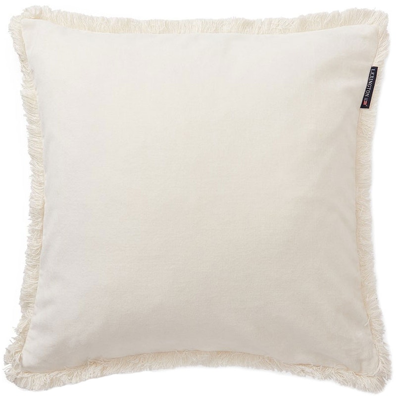 Organic Cotton Velvet Fringe Pudebetræk 50x50 cm, Snow White