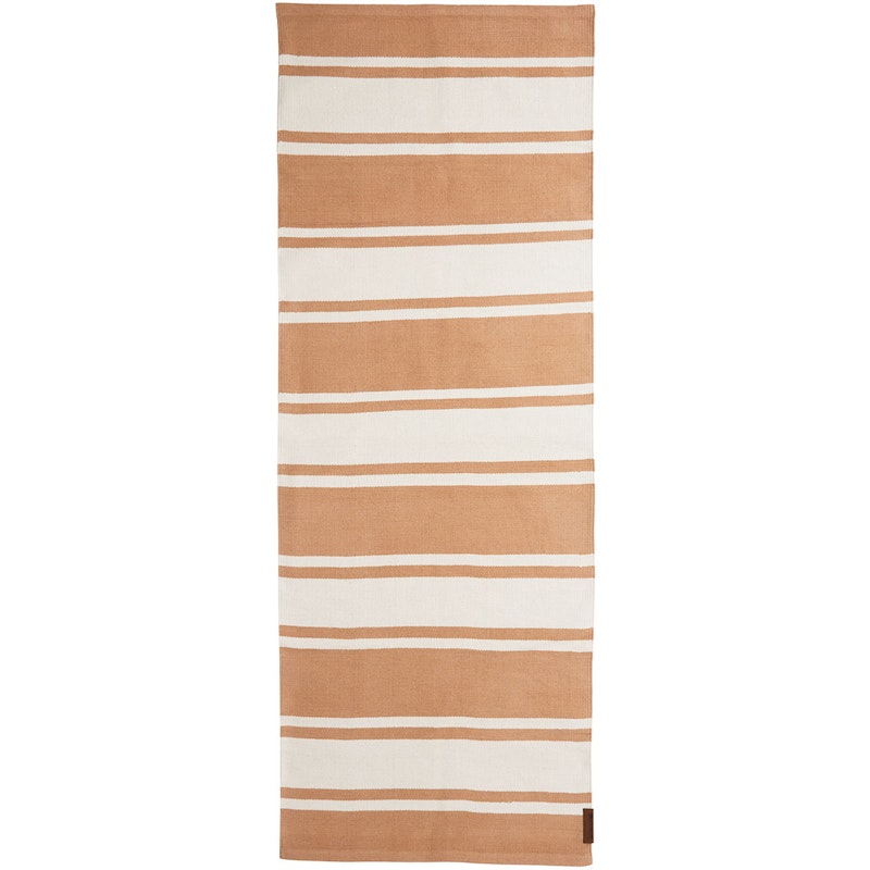 Organic Striped Cotton Tæppe 80x220 cm, Beige