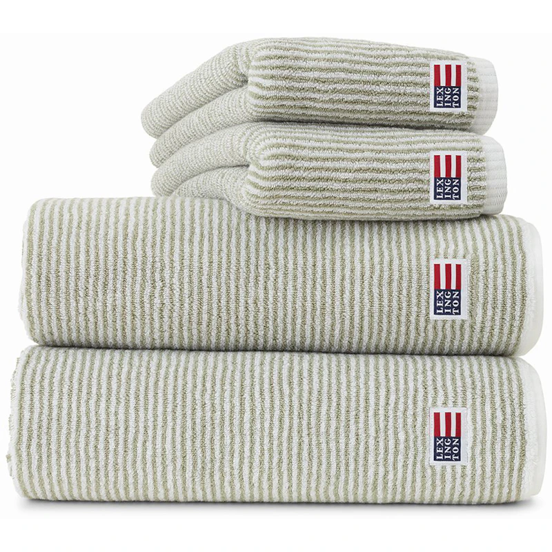 Original Striped Håndklæde Hvidt / Vintage Green, 50x70 cm