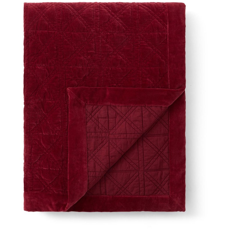 Quilted Organic Cotton Velvet Sengetæppe 260x240 cm, Rødt