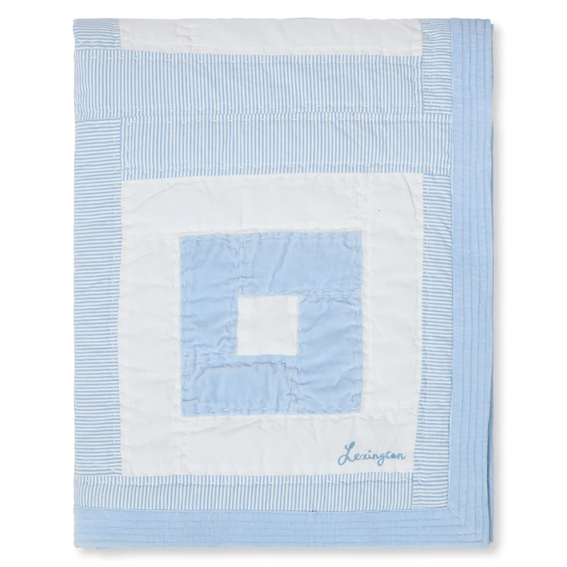 Sengetæppe 240x260 cm, Hvidt / Blåt