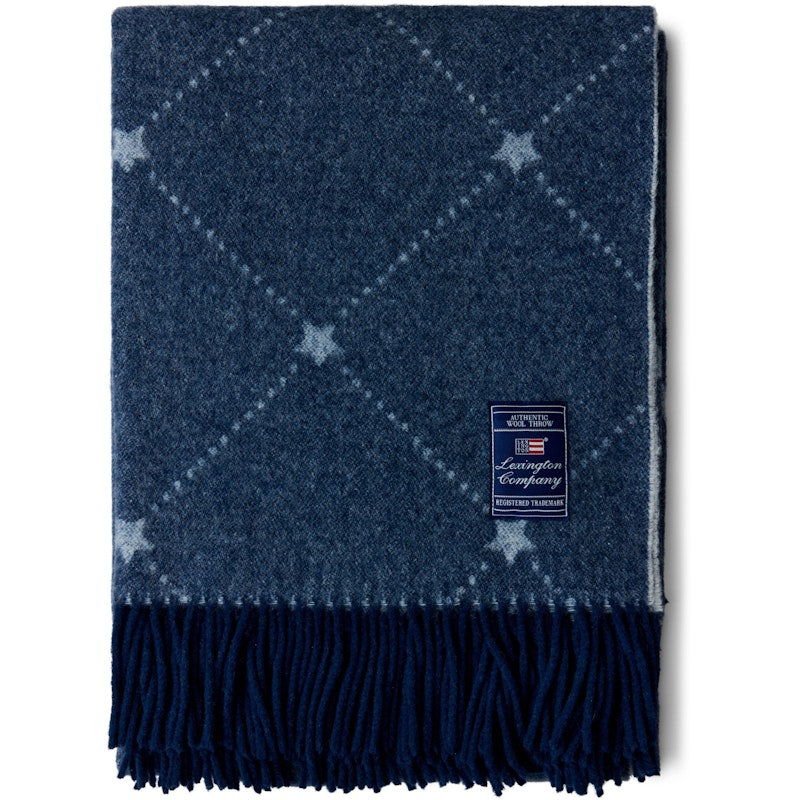 Signature Star Plaid 130x170 cm, Hvid / Marineblå