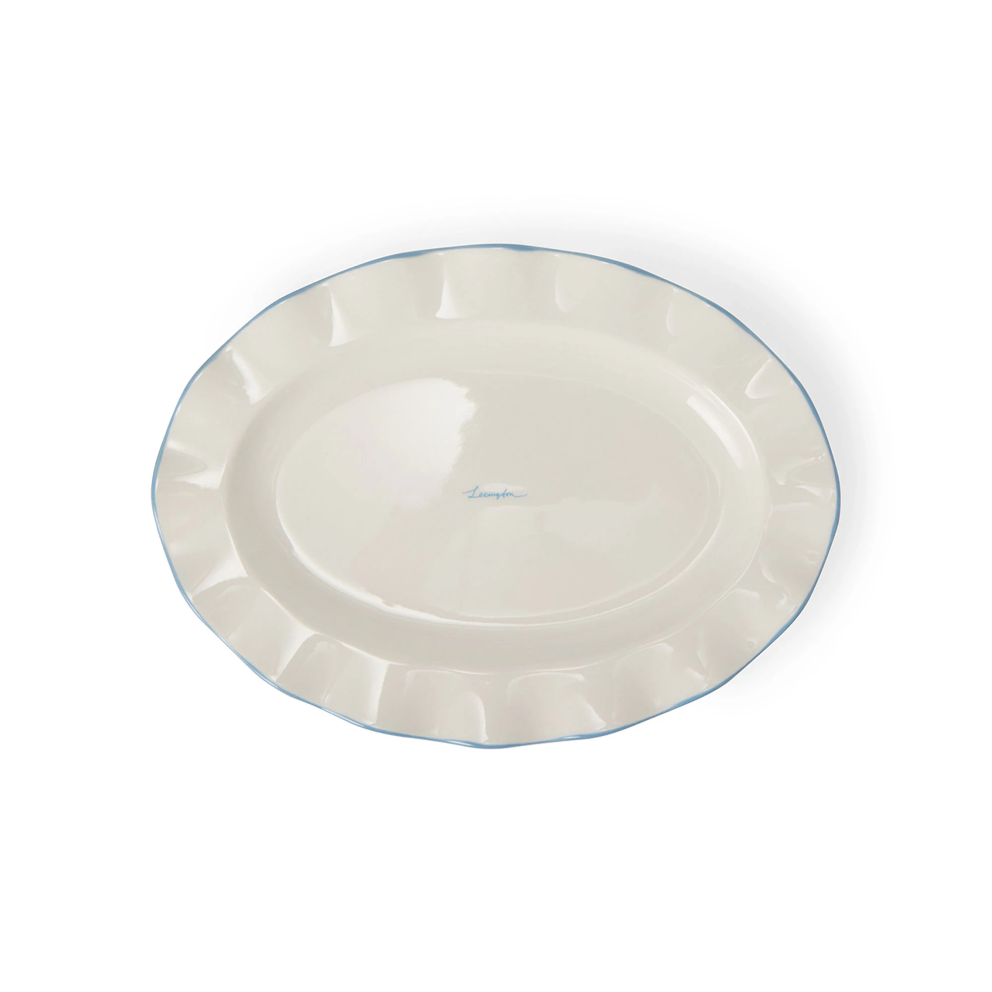 Lexington Stoneware Wavy Oval Plate Tallerken Bl&aring; - Serveringsfad Stent&oslash;j Hvid - 12618007-1600-ONE