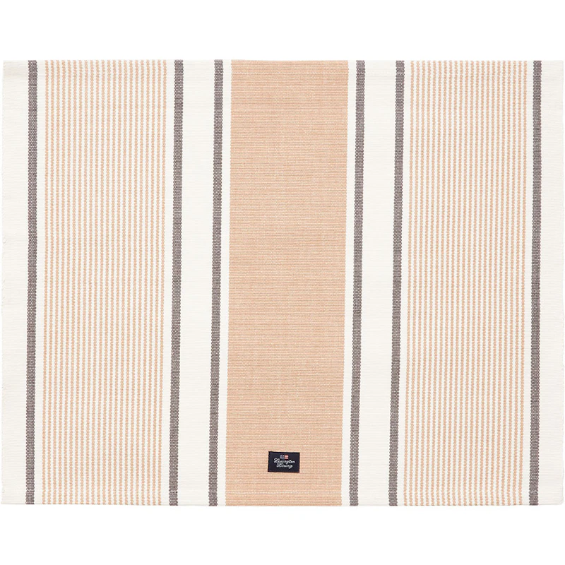 Striped Organic Cotton Rib Dækkeserviet 40x50 cm, Beige/Hvid