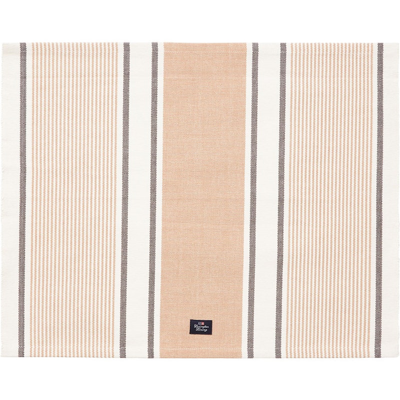 Striped Organic Cotton Rib Dækkeserviet 40x50 cm, Beige/Hvid