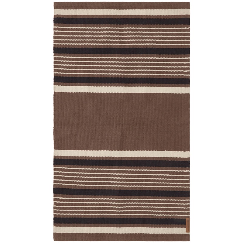 Striped Organic Cotton Tæppe 170x240 cm, Beige/Mørkegråt