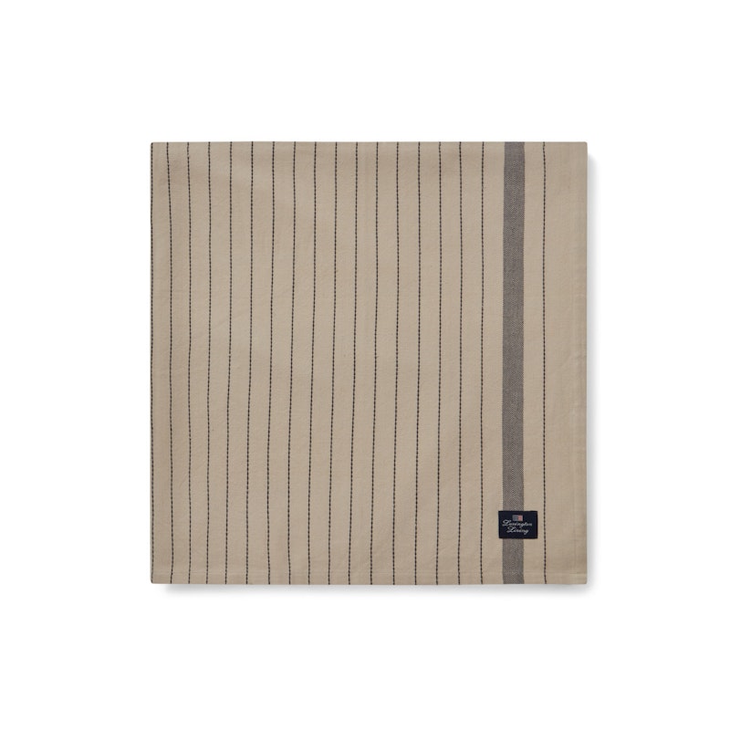 Striped Organic Cotton Dug Beige/Mørkegrå, 150x350 cm