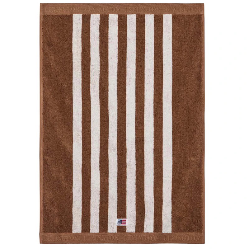 Stribet frottéhåndklæde 50x70 cm, Fudge / Snehvide