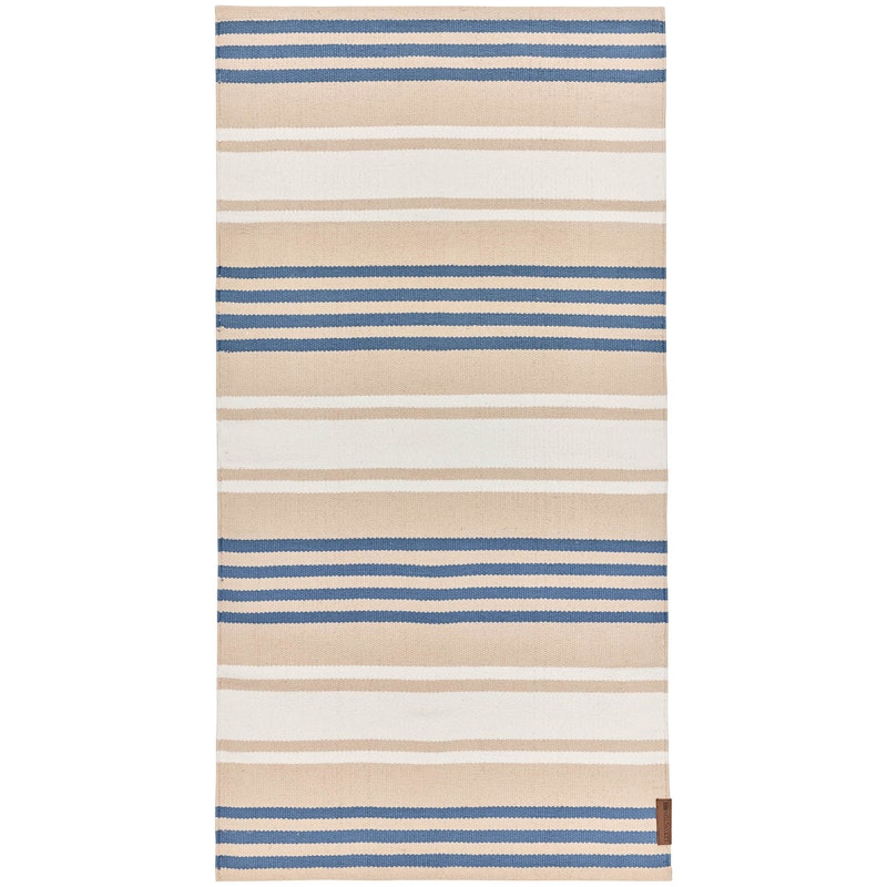 Striped Tæppe 70x130 cm, Blåt/Beige