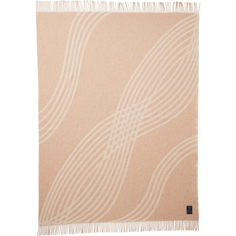 Waves Recycled Wool Jacquard Plaid 130x170 cm, Beige/Offwhite