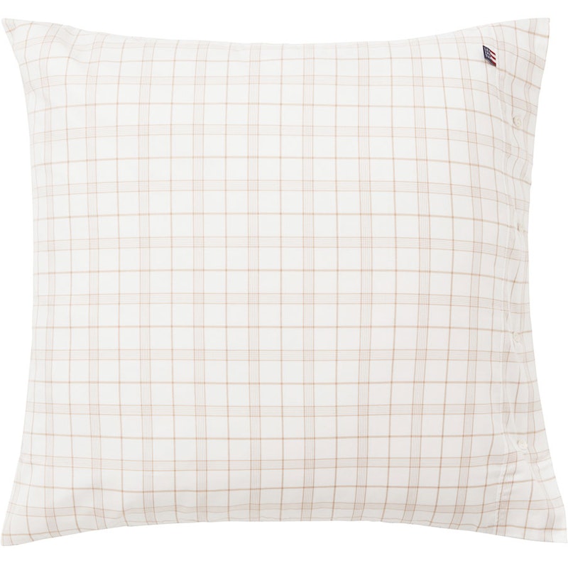 Checked Lyocell/Cotton Pudebetræk 65x65 cm, Hvidt/Beige