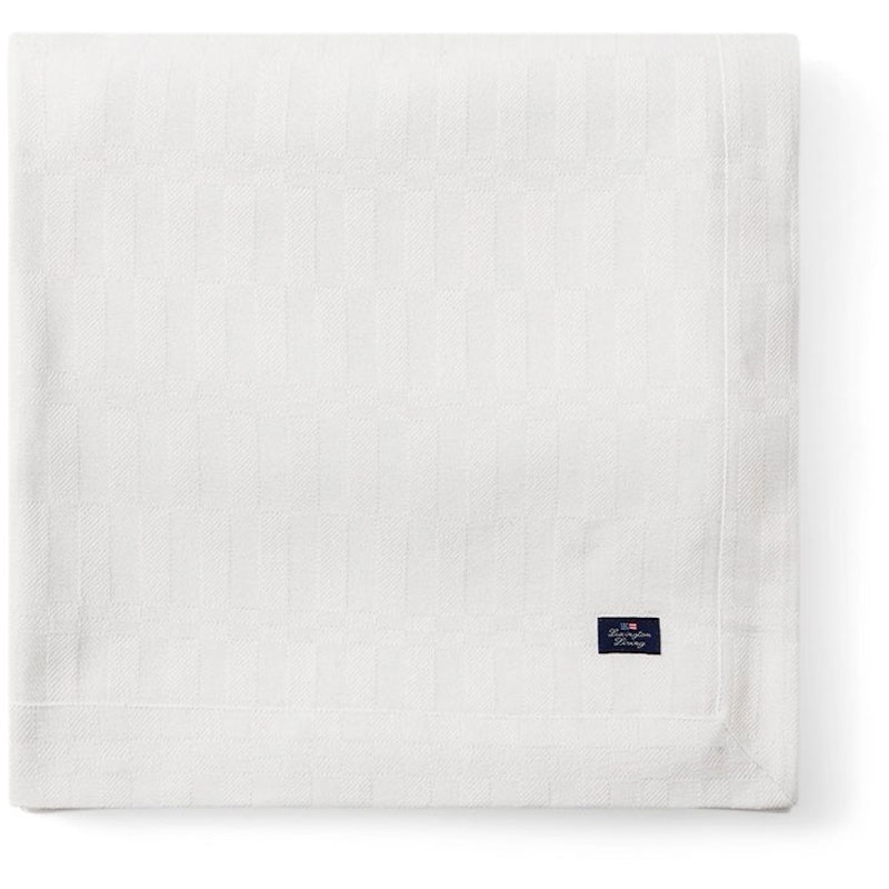 White Jacquard Cotton Dug Hvid, 150x250 cm