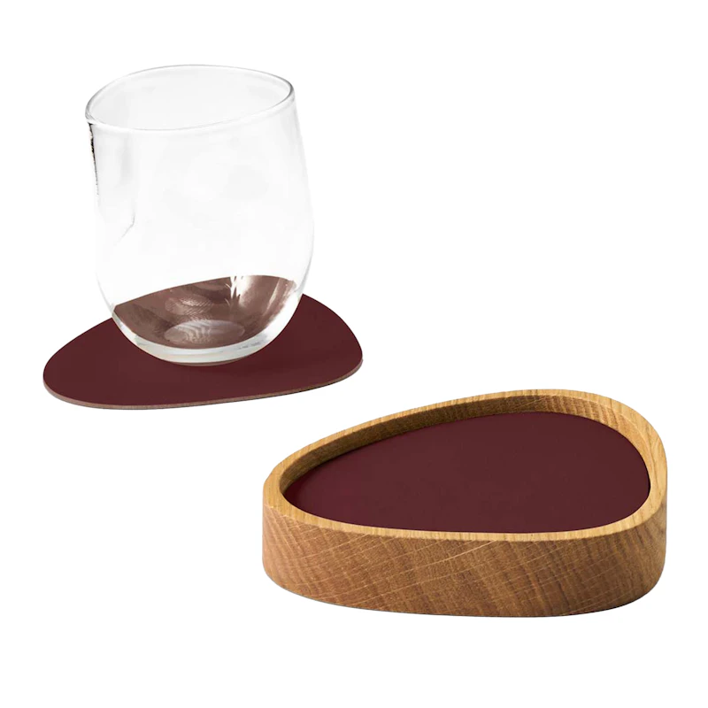Curve S Boks & Glasbordskåner 8-pak, Eg / Burgundy
