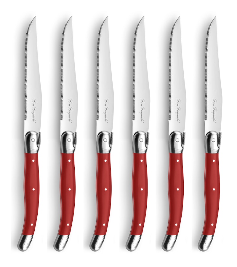 Tradition Grillknive Med Knivblok 6-pak, Røde