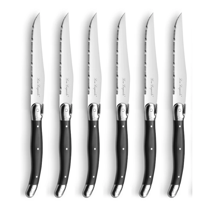 Tradition Grillknive med Knivblok 6-pak, Antracitgrå
