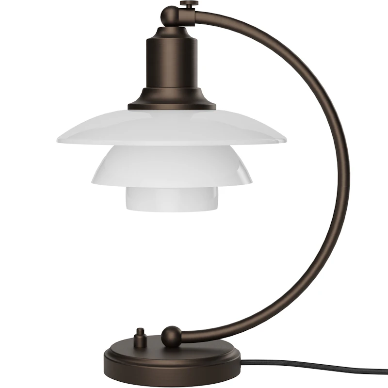 PH 2/2 Luna Bordlampe, Aged Brass / Opalglas