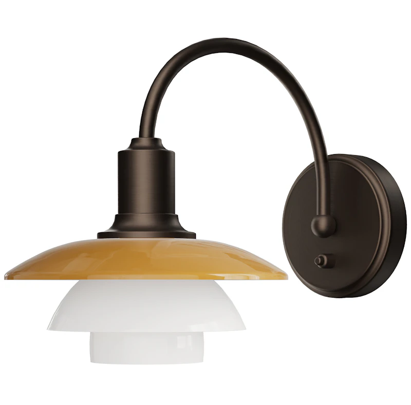 PH 2/2 Væglampe Med Kontakt Centenary Edition, Amber / Opal White