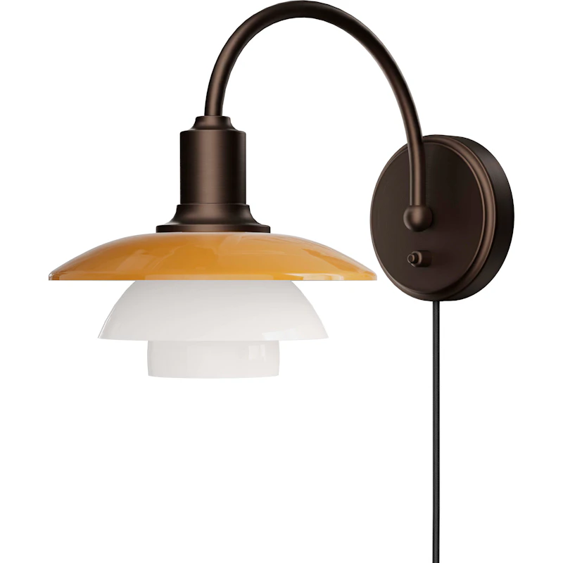 PH 2/2 Væglampe Med Ledning & Kontakt Centenary Edition, Amber / Opal White