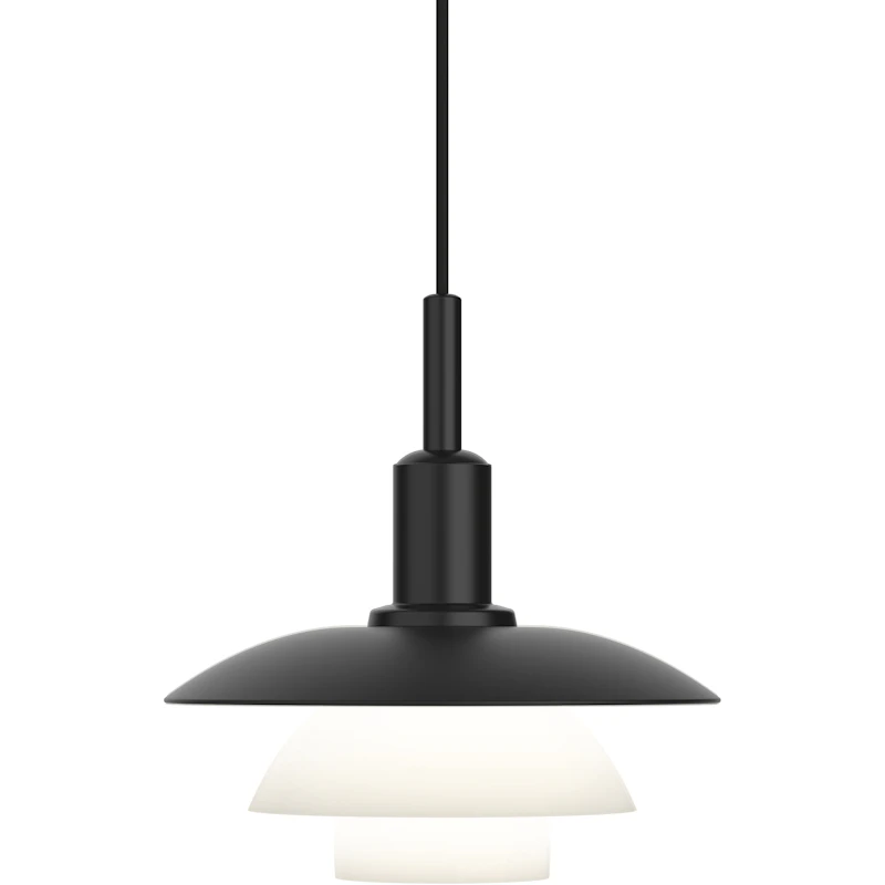 PH 3/3 Pendel, Metal Black / Opal Glass