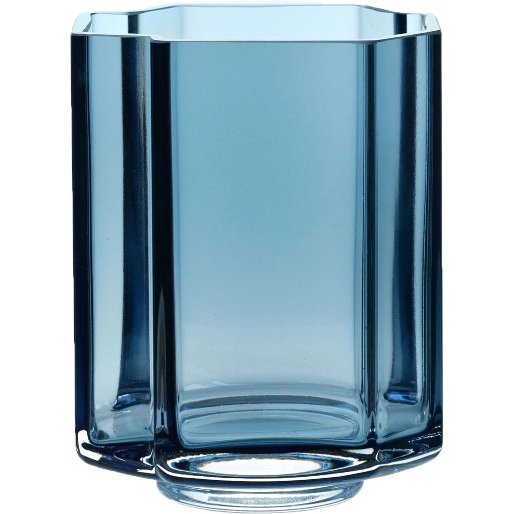 Louise Roe Funki Light Asymmetric Vase 13 Cm - Vaser Mundbl&aelig;st Glas Bl&aring; - 10161-2-101