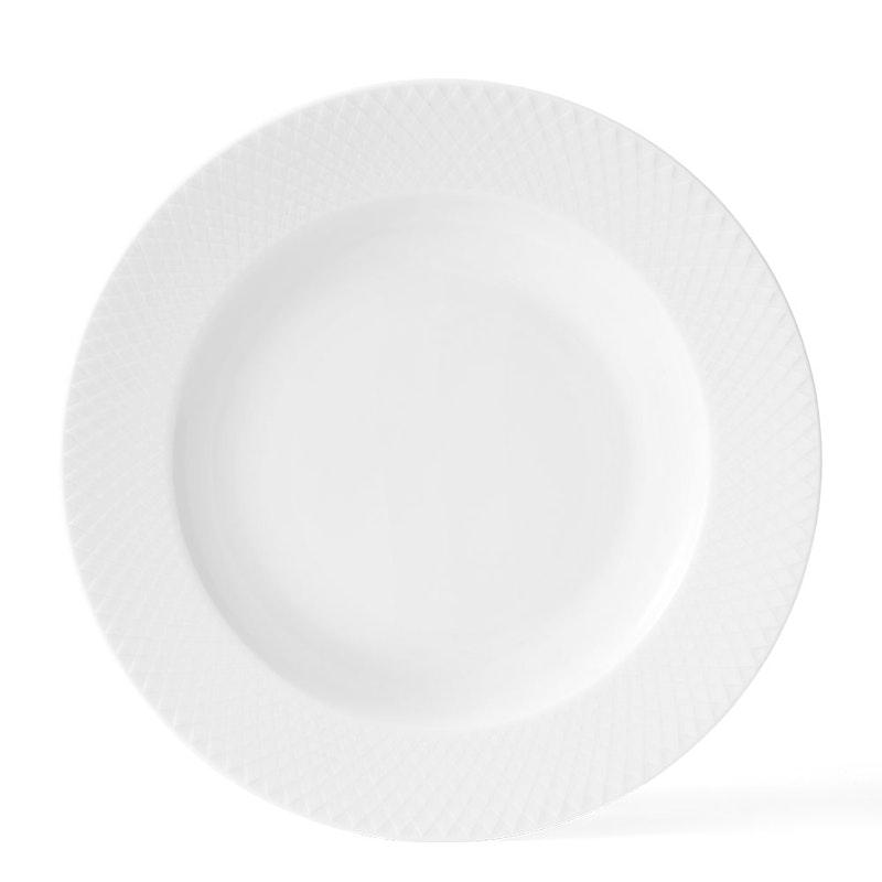 Rhombe Dyb Tallerken Ø23cm, Hvid
