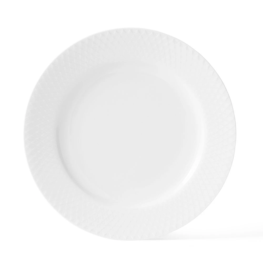 Lyngby Porcel&aelig;n Rhombe Tallerken &Oslash;21cm - Asietter Porcel&aelig;n Hvid - 201224