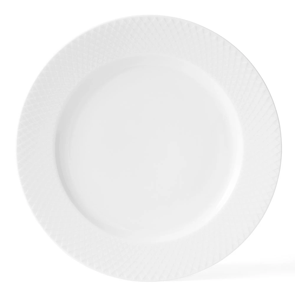 Lyngby Porcel&aelig;n Rhombe Tallerken &Oslash;27cm - Middagstallerkner Porcel&aelig;n Hvid - 201222