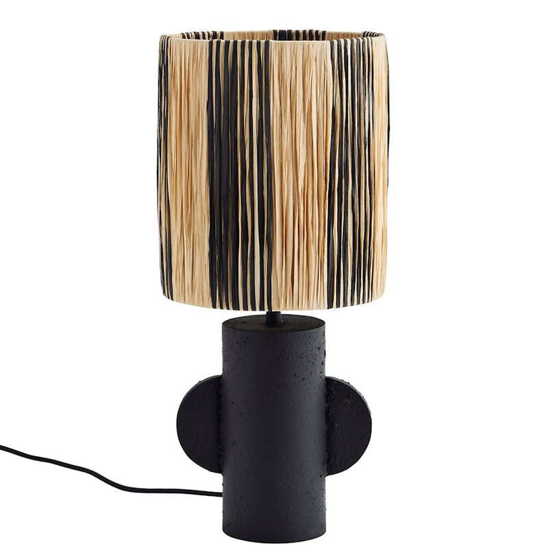 Bordlampe Raffia / Jern, Sort