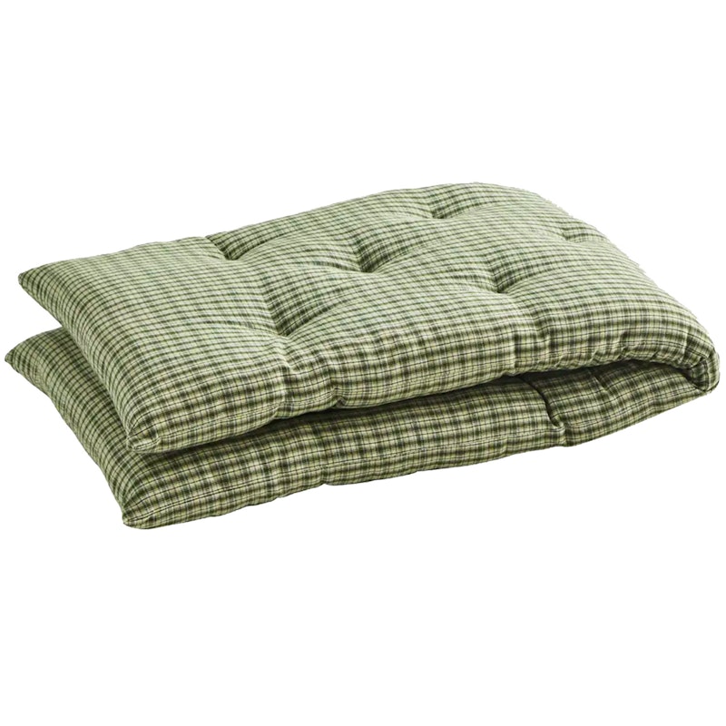 Checked woven cotton mattress Sædepude 45x125 cm, Grøn