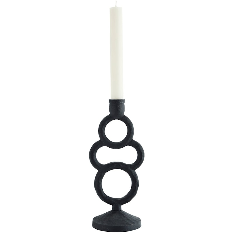Lysestage Aluminium Sort, 26 cm