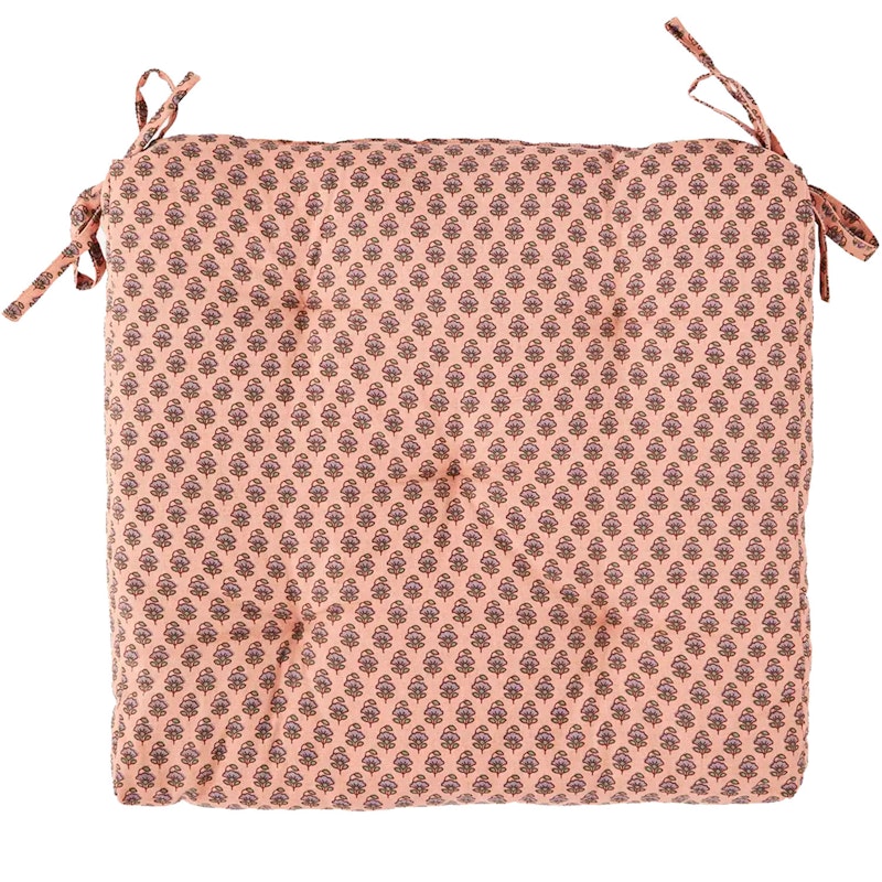 Printed cotton chair pad Sædepude 45x45 cm, Coral