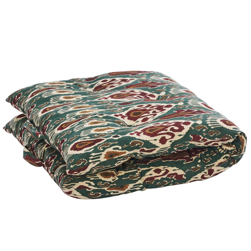 Printed cotton mattress Sædepude 60x100 cm, Grøn / Sand / Pumpkin