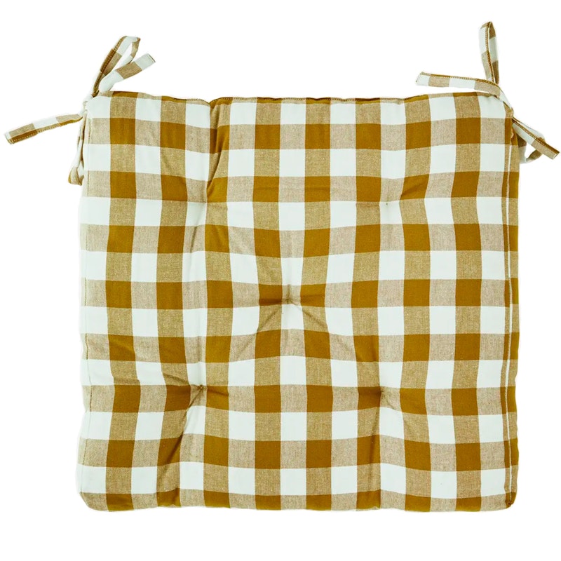 Checked woven cotton chair pad Sædepude 45x45 cm