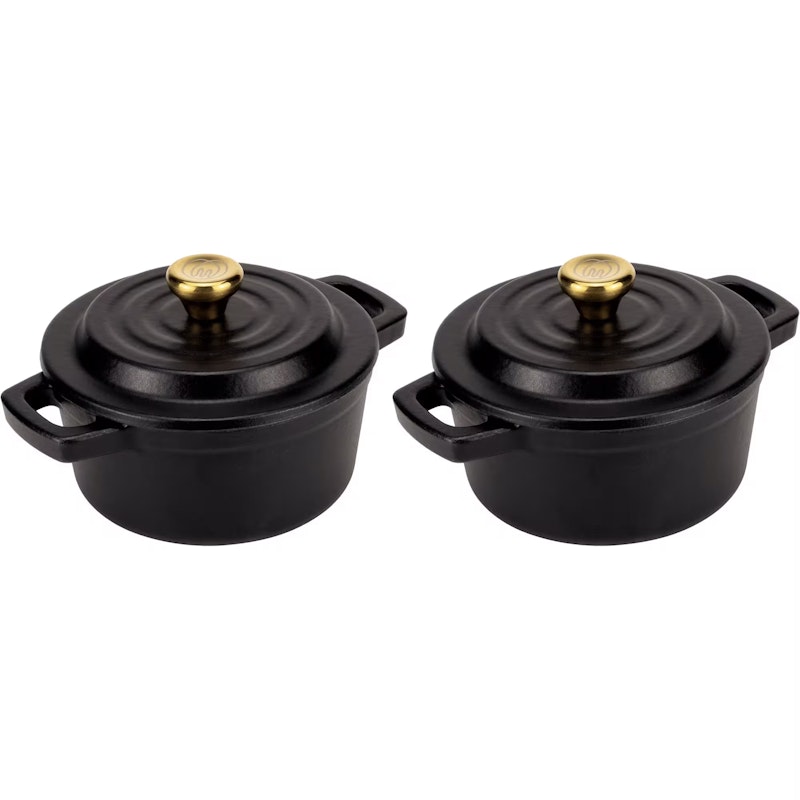 Cast Iron Pot Ø10 cm 2-pack, Matt Black