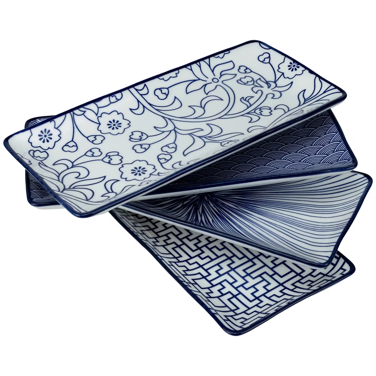 Mareld Akio Firkantet Tallerken 12x25 Cm 4-pak - Middagstallerkner Porcel&aelig;n Hvid - MAR0183